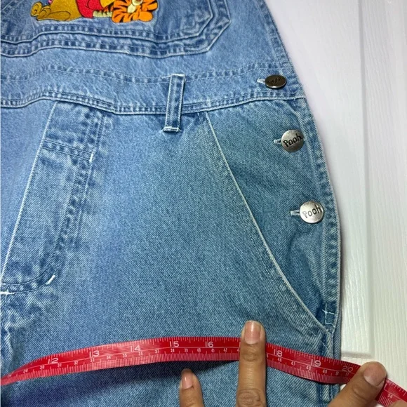 Vintage Disney Light Blue Overalls with Pooh and Tigger Embroidery - Picture 4 of 8